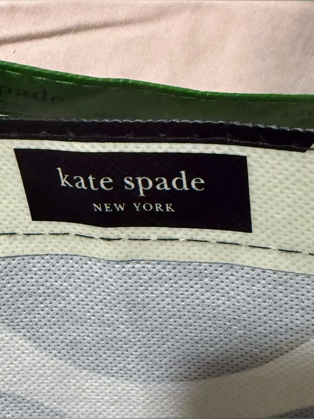 Kate spade NY Tote bag, NWOT, Black/White Polka Dot with signature green Strap.